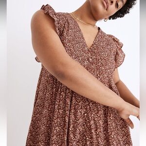 Madewell Pintuck Mini Dress in Florentine Floral XL